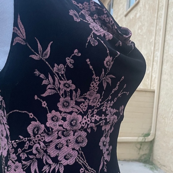 Charlotte Russe Black Floral Print Midi Dress Size M Crisscross Back - Picture 16 of 16